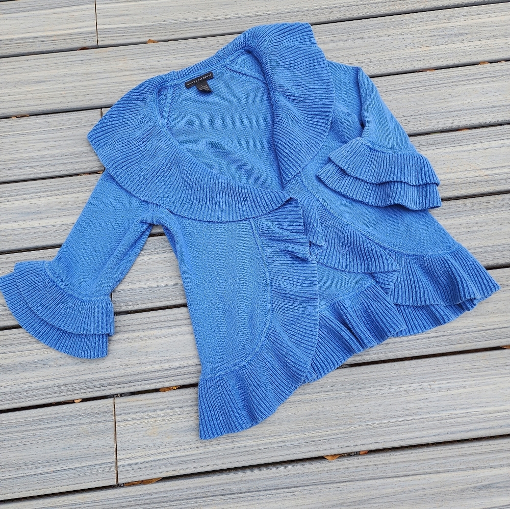 L Ruffle blue sweater - Picture 8 of 14